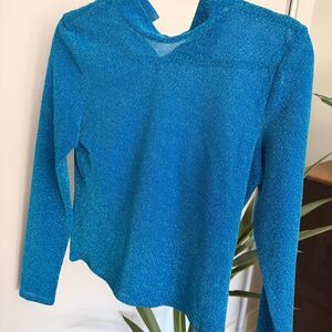 Topshop Women's Blue Sheer Shirt